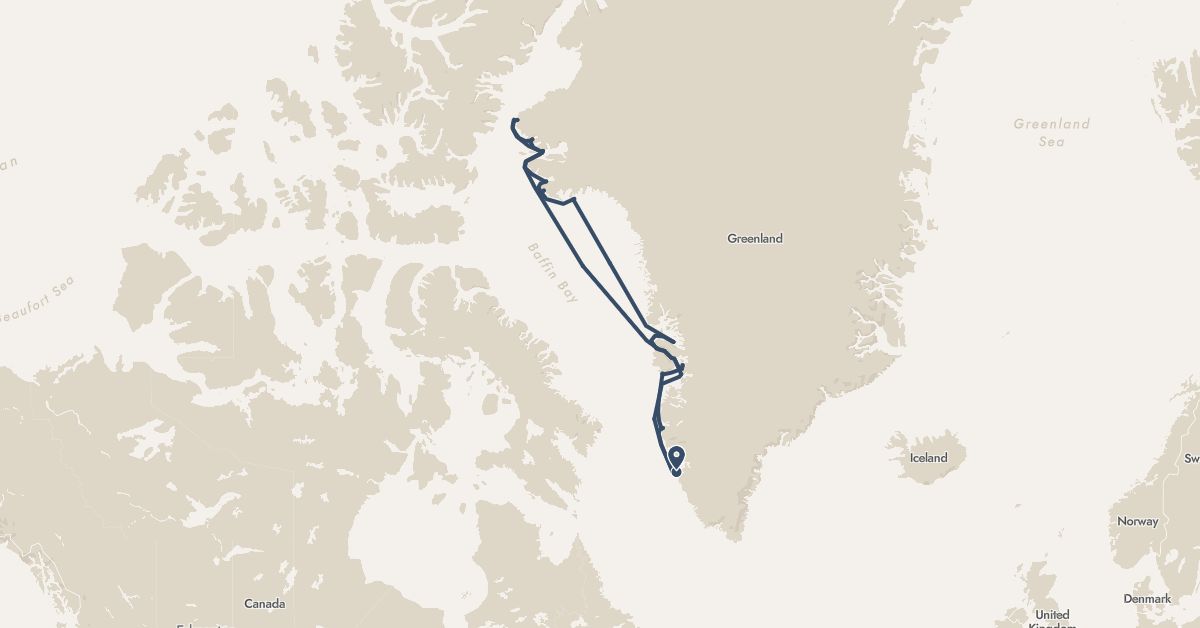 TravelMap itinerary: driving, hx expedition in Greenland (North America)