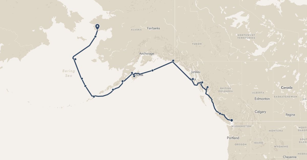 TravelMap itinerary: driving, hx expedition in Canada, United States (North America)