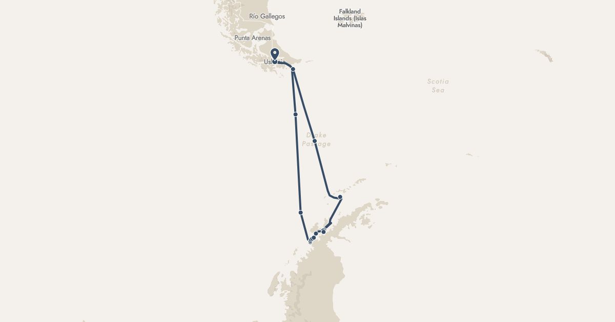 TravelMap itinerary: driving, hx expedition in Antarctica, Argentina (Antarctica, South America)